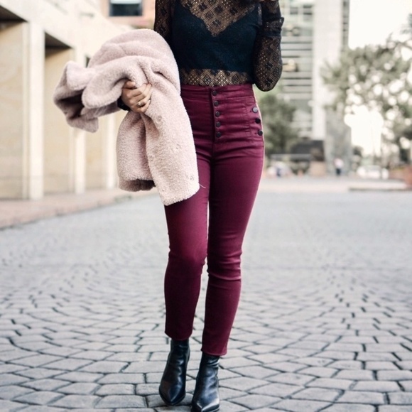 J brand velvet deep mulberry high rise skinny - Picture 1 of 13